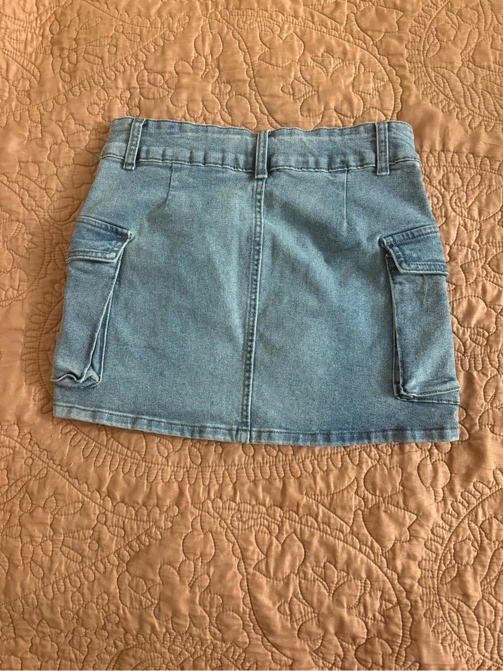 Light Wash Denim Cargo Mini Skirt - Picture 2 of 2